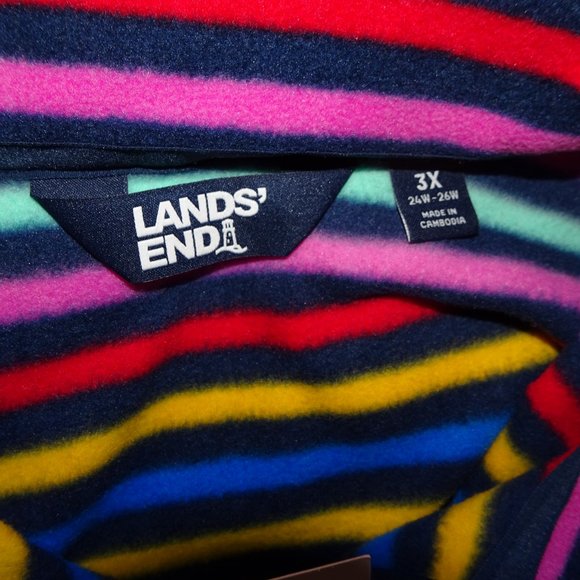 Nautical Striped Lands' End Fleece Quarter Zip Pullover - Picture 6 of 7